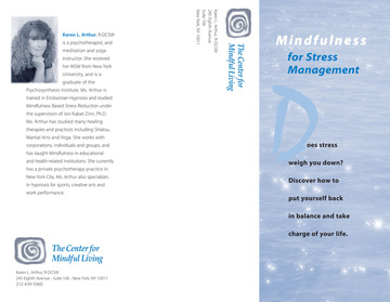 Mindfulness for Stress Management brochure for Karen Arthur, psychotherapist